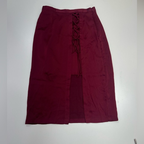 krisa Layered Lace Up Pencil Skirt in Cranberry REVOLVE NEW With Tags Size XS - Picture 6 of 10
